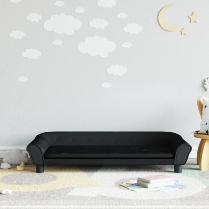 Canapea pentru copii, negru, 100x50x26 cm, catifea GartenMobel Dekor