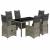 Set bistro de grădină cu perne, 7 piese, gri, poliratan GartenMobel Dekor