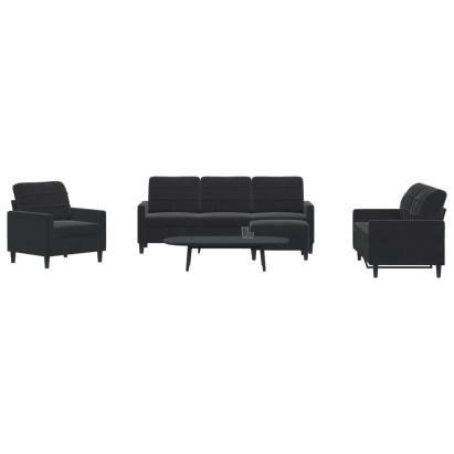 Set de canapele cu perne, 4 piese, negru, catifea GartenMobel Dekor