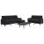 Set de canapele cu perne, 3 piese, negru, catifea GartenMobel Dekor