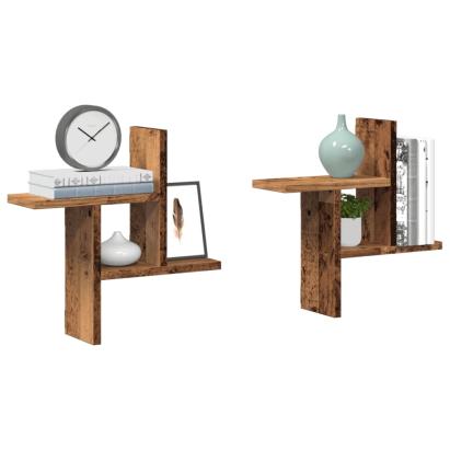 Rafturi perete, 2 buc., lemn vechi, 38x12x38 cm, lemn prelucrat GartenMobel Dekor