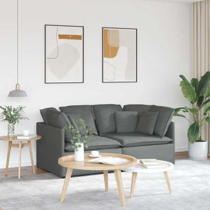 Canapea modulară cu perne din stofă gri închis GartenMobel Dekor