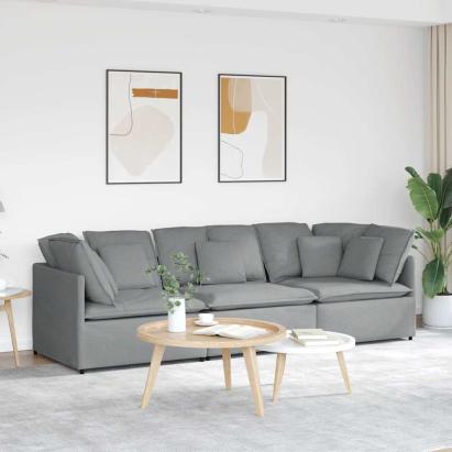 Canapea modulară cu perne, gri deschis, textil GartenMobel Dekor