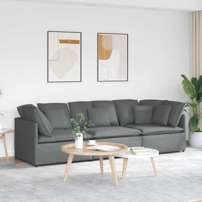 Canapea modulară cu perne din stofă gri închis GartenMobel Dekor