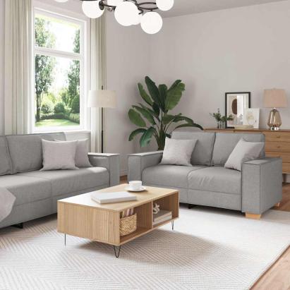 Set de canapele cu perne, 2 piese, gri nor, textil GartenMobel Dekor