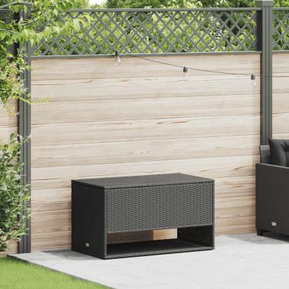 Cutie de perne de exterior Negru 100x55x55,5 cm Poly Rattan GartenMobel Dekor