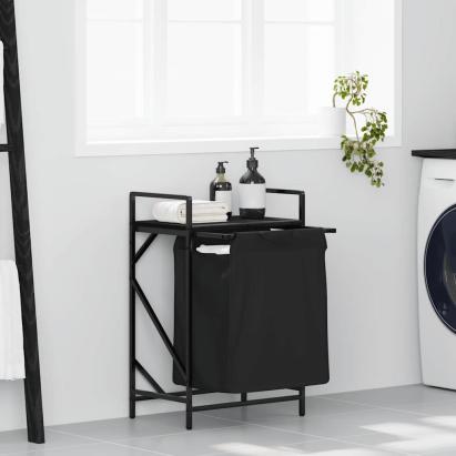 Coș de rufe 1 compartiment cu raft stejar negru GartenMobel Dekor