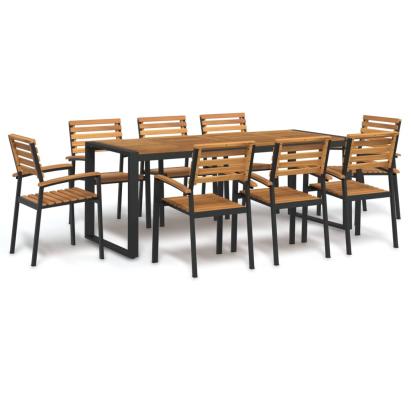 Set mobilier de grădină, 9 piese, lemn masiv de acacia și metal GartenMobel Dekor