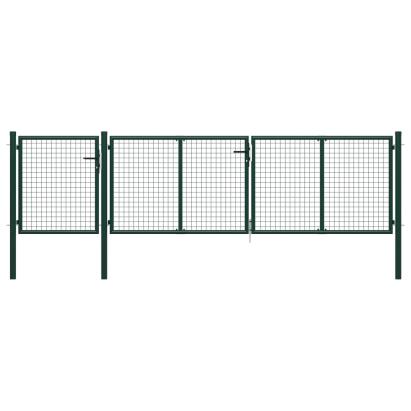 Poartă de grădină, verde, 400 x 100 cm, oțel GartenMobel Dekor