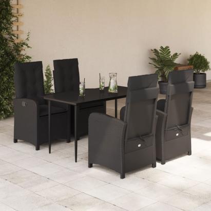 Set mobilier de grădină cu perne, 5 piese, negru, poliratan GartenMobel Dekor