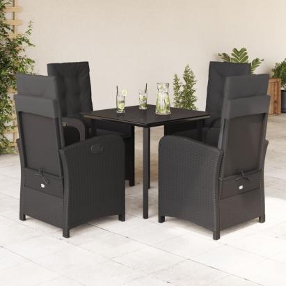 Set mobilier de grădină cu perne, 5 piese, negru, poliratan GartenMobel Dekor