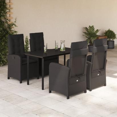 Set mobilier de grădină cu perne, 5 piese, negru, poliratan GartenMobel Dekor