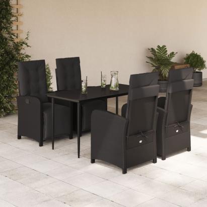 Set mobilier de grădină cu perne, 5 piese, negru, poliratan GartenMobel Dekor