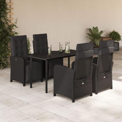 Set mobilier de grădină cu perne, 5 piese, negru, poliratan GartenMobel Dekor