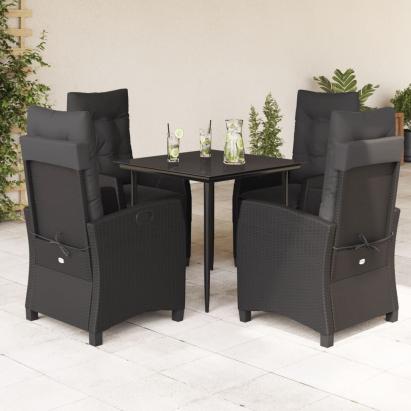 Set mobilier de grădină cu perne, 5 piese, negru, poliratan GartenMobel Dekor