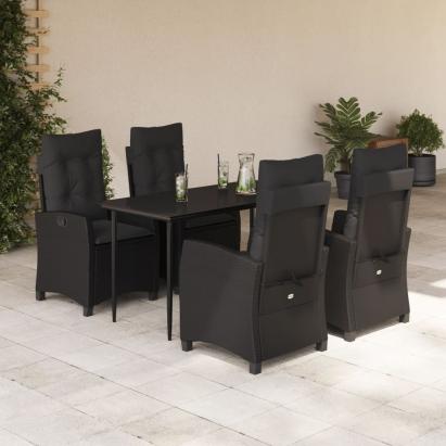 Set mobilier de grădină cu perne, 5 piese, negru, poliratan GartenMobel Dekor