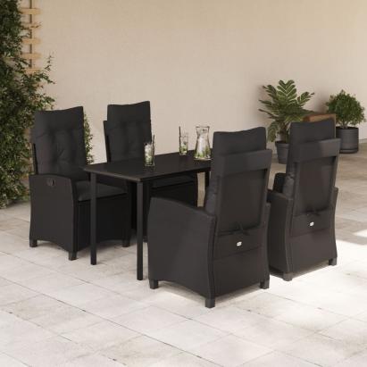Set mobilier de grădină cu perne, 5 piese, negru, poliratan GartenMobel Dekor
