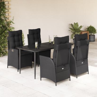 Set mobilier de grădină cu perne, 5 piese, negru, poliratan GartenMobel Dekor