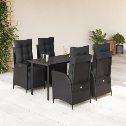 Set mobilier de grădină cu perne, 5 piese, negru, poliratan GartenMobel Dekor