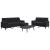 Set de canapele cu perne/rulouri, 3 piese, negru, catifea GartenMobel Dekor