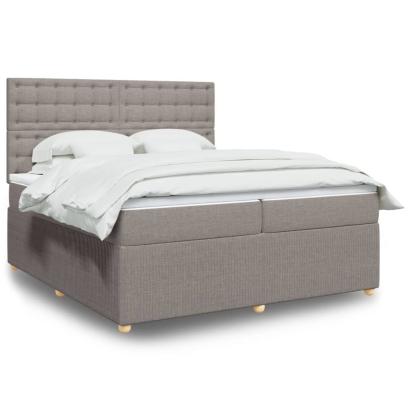 Pat box spring cu saltea, gri taupe, 200x200 cm, textil GartenMobel Dekor