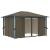 Pavilion cu perdele&șiruri lumini LED gri taupe 4x3m aluminiu GartenMobel Dekor