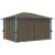 Pavilion cu perdele&șiruri lumini LED gri taupe 4x3m aluminiu GartenMobel Dekor
