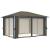 Pavilion cu perdele&șiruri lumini LED gri taupe 4x3m aluminiu GartenMobel Dekor
