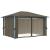 Pavilion cu perdele&șiruri lumini LED gri taupe 4x3m aluminiu GartenMobel Dekor