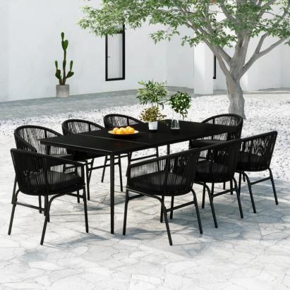 Set mobilier de grădină, 9 piese, negru GartenMobel Dekor