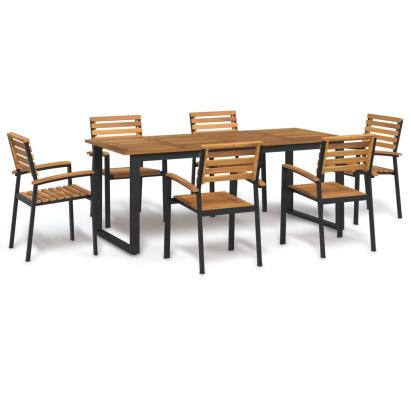 Set mobilier de grădină, 7 piese, lemn masiv de acacia și metal GartenMobel Dekor