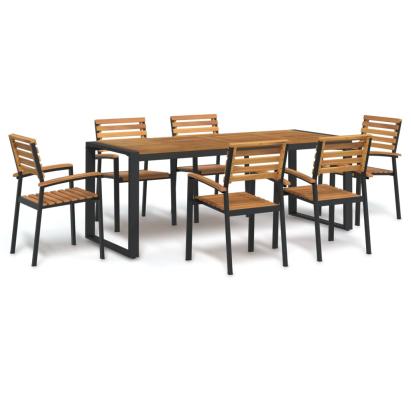 Set mobilier de grădină, 7 piese, lemn masiv de acacia și metal GartenMobel Dekor