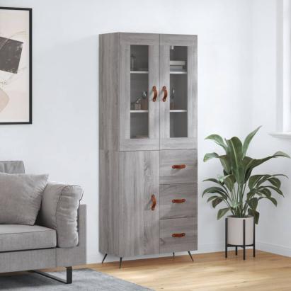 Dulap înalt, gri sonoma, 69,5x34x180 cm, lemn compozit GartenMobel Dekor