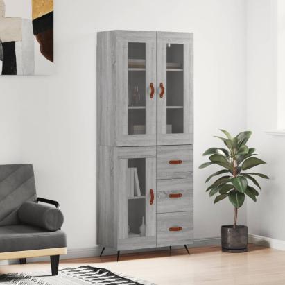 Dulap înalt, gri sonoma, 69,5x34x180 cm, lemn compozit GartenMobel Dekor