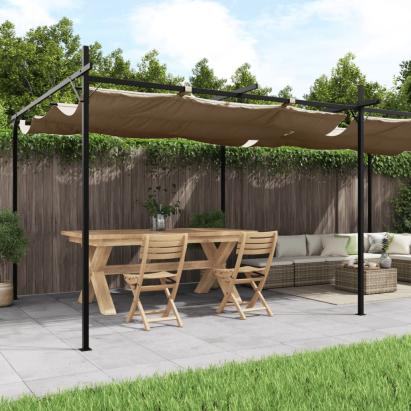 Pergola cu acoperiș retractabil, gri taupe, 589x292x230 cm GartenMobel Dekor
