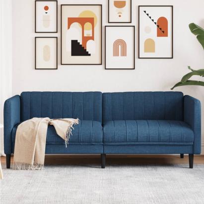 Canapea cu 3 locuri, albastru, material textil GartenMobel Dekor