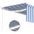 Copertină retractabilă manual cu stor&LED, albastru&alb, 4,5x3m GartenMobel Dekor