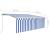 Copertină retractabilă manual cu stor&LED, albastru&alb, 4,5x3m GartenMobel Dekor