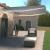 Copertină retractabilă manual cu LED, albastru&alb, 400x350 cm GartenMobel Dekor