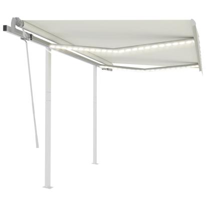 Copertină retractabilă manual cu LED, crem, 3x2,5 m GartenMobel Dekor