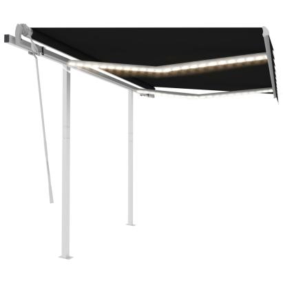 Copertină retractabilă manual cu LED, antracit, 3x2,5 m GartenMobel Dekor