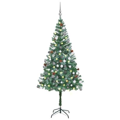 Brad Crăciun artificial pre-iluminat globuri/conuri pin 180 cm GartenMobel Dekor
