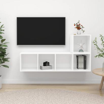 Set de dulapuri TV, 2 piese, alb, lemn prelucrat GartenMobel Dekor