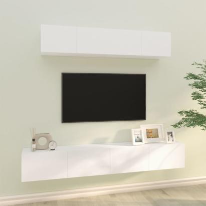 Set dulap TV, 4 piese, alb, lemn prelucrat GartenMobel Dekor