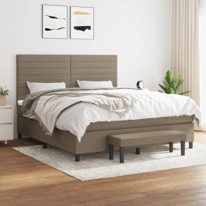 Pat box spring cu saltea, gri taupe, 160x200 cm material textil GartenMobel Dekor