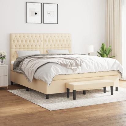 Pat continental cu saltea, crem, 180x200 cm, textil GartenMobel Dekor
