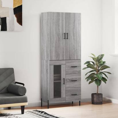 Dulap înalt, gri sonoma, 69,5x34x180 cm, lemn compozit GartenMobel Dekor
