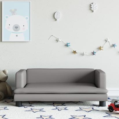Canapea pentru copii, gri, 80x45x30 cm, piele ecologică GartenMobel Dekor