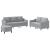 Set de canapele cu perne, 3 piese, gri deschis, textil GartenMobel Dekor