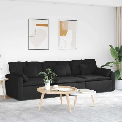 Canapea modulară cu perne, negru GartenMobel Dekor